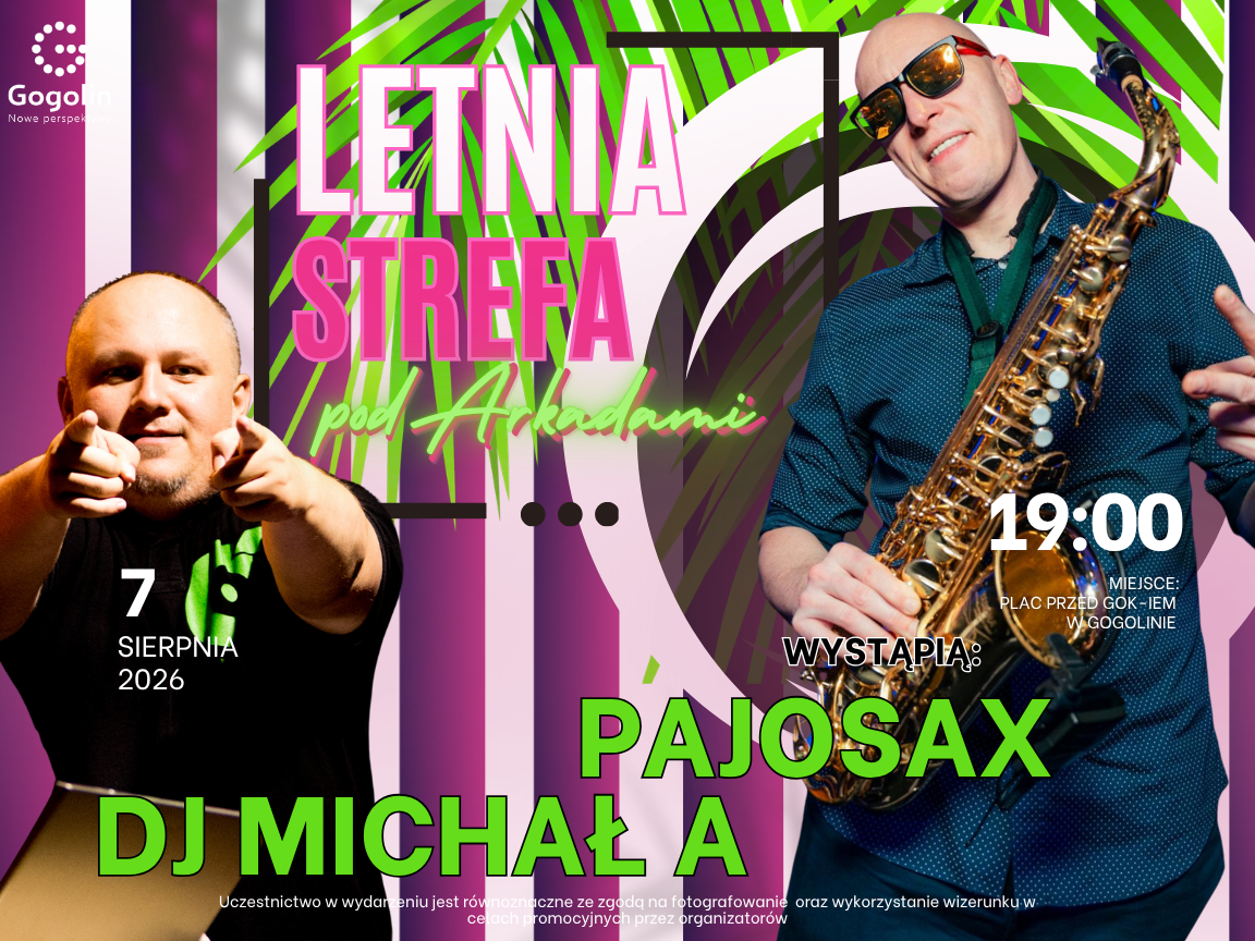 Letnia Strefa pod Arkadami po raz trzeci! Przed nami muzyczny wieczór z DJ Michałem Andruszko i PajoSax